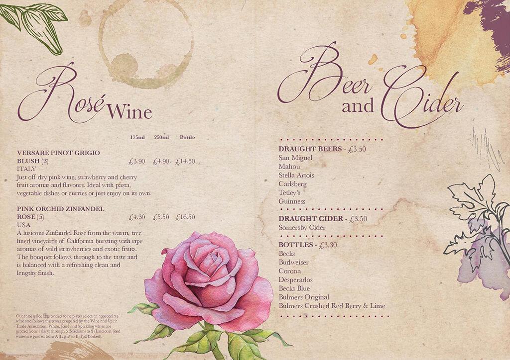 Rose Wine Menu